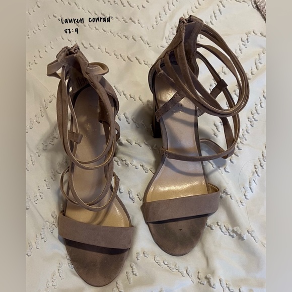 LC Lauren Conrad Taupe Strappy Heels - Picture 1 of 2